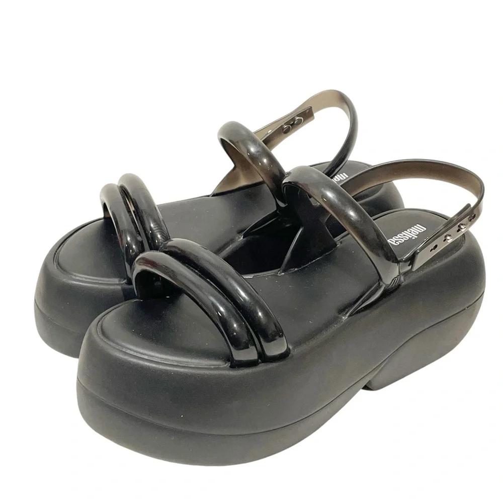 Melissa Women's Size 9 Black Air Bubble Platform Sandal Shoes